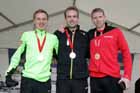 Senior mens result, from left to right: 2nd Steve Vernon, winner Frank Tickner and 3rd Andy Vernon, McCain World Cross Country Trials and Inter Counties.